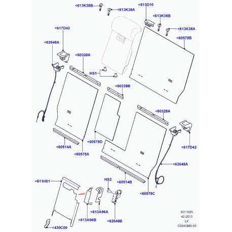 Land rover guide ceinture de securite arrière Range Sport (LR049997)