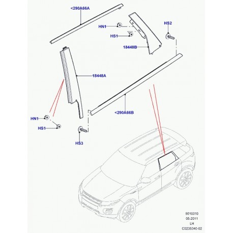 Land rover finition exterieure montant Evoque (LR050769)