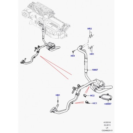 Land rover tuyau entree et sortie evap. clim. Range L405,  Sport (LR050805)