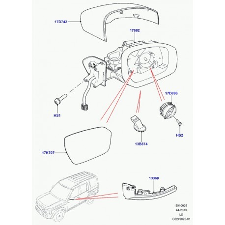 Land rover eclairage retroviseur exterieur Discovery 3 (LR051348)