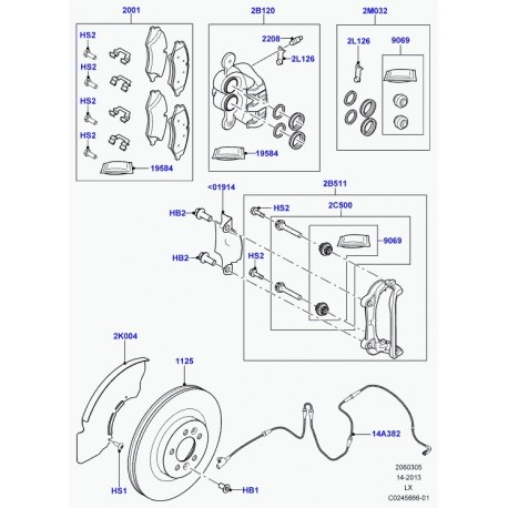 Land rover support etrier de frein Discovery 3, Range Sport (LR051627)