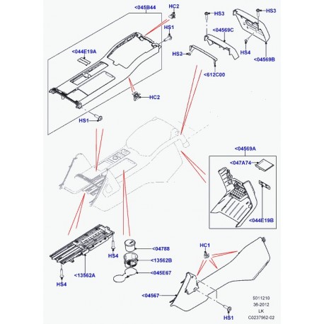 Land rover enjoliveur console plancher centr. Range L405 (LR052221)