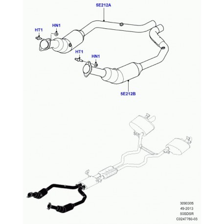 Land rover convertisseur catalytique Range L405,  Sport (LR052355)