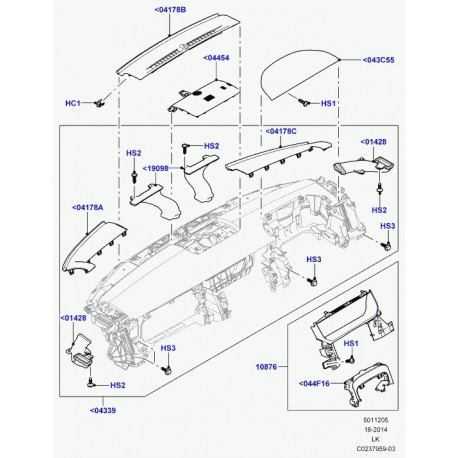 Land rover planche de bord superieure Range L405 (LR052482)