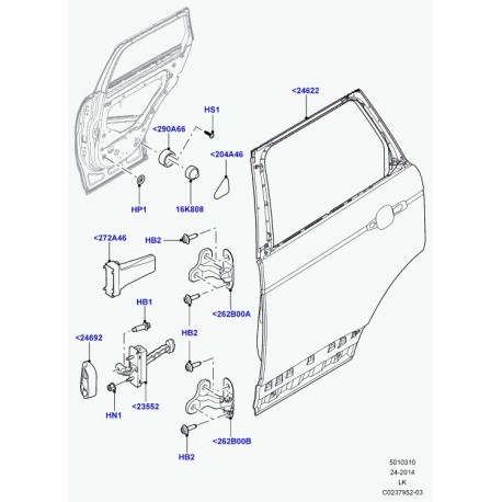 Land rover bras d'arret de porte Range L405 (LR052609)