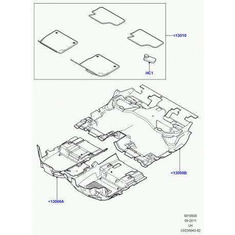 Land rover tapis plancher moquette ensemble Evoque (LR052641)
