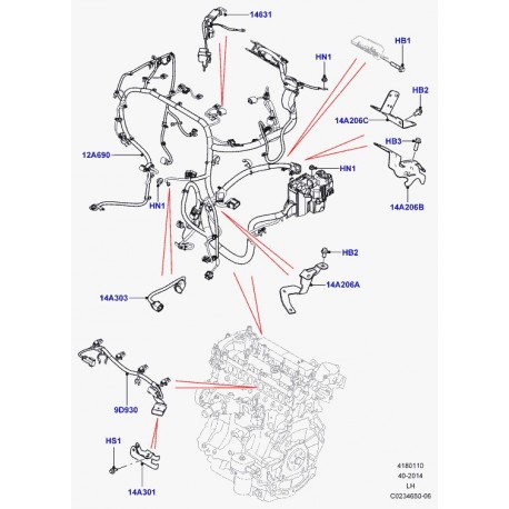 Land rover cable batterie au demarreur Evoque (LR052669)