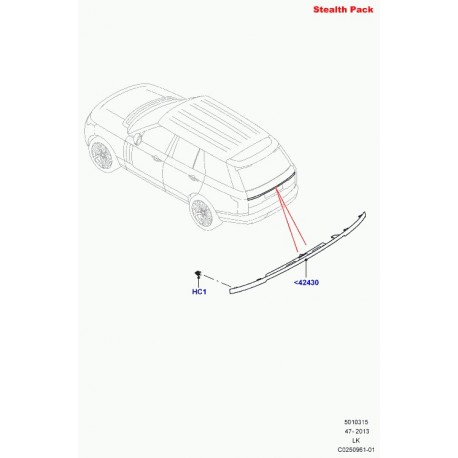 Land rover moulure extérieur hayon Range L405 (LR052716)