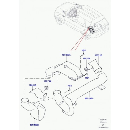 Land rover volet de conduit d'air chauffage Range L405,  Sport (LR052761)