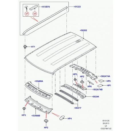 Land rover kit installation galerie de toit Range L405 (LR052896)