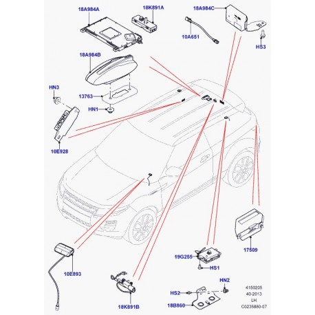 Land rover antenne système globa telecom mobile Evoque (LR052897)