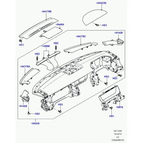 Land rover couvercle degivrage pare-brise Range L405,  Sport (LR052948)