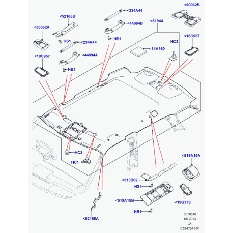 Land rover garnissage de pavillon Range Sport (LR053590)