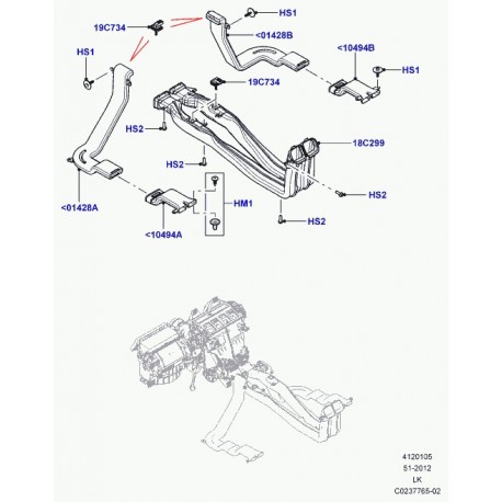 Land rover tubulure de sortie chauffage Range L405 (LR053648)