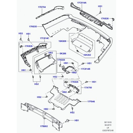 Land rover renfort pare-chocs arriere Range L405 (LR053740)