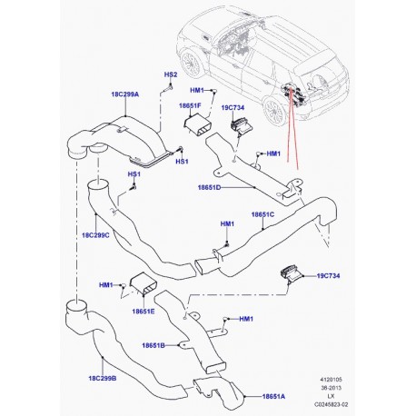 Land rover volet de conduit d'air chauffage Range L405,  Sport (LR053999)