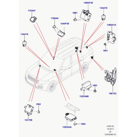 Land rover capteur-surveillance angles morts Range L405 (LR054411)