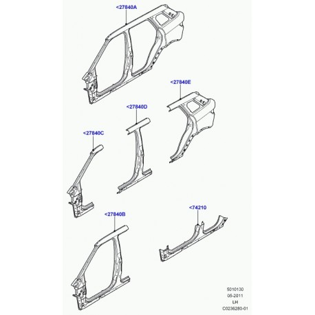 Land rover panneau exterieur aile arriere gauche Evoque (LR054609)