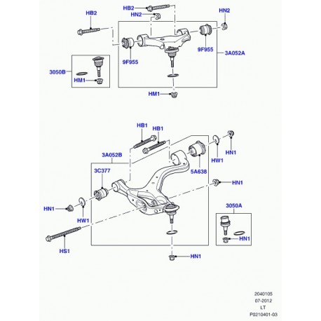 Land rover bague bras de suspension avant Discovery 3, Range Sport (LR055291)