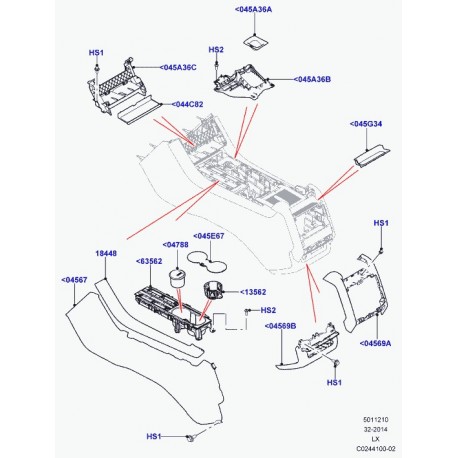 Land rover tapis espace rangement console Range Sport (LR055398)
