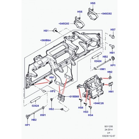 Land rover renfort planche de bord Evoque (LR055530)