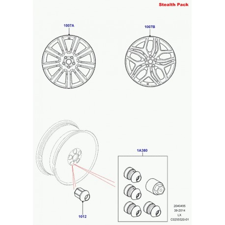 Land rover ecrou de roue chrome noir Range L405,  Sport (LR056214)