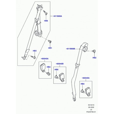 Land rover ceinture de securite et enrouleur Discovery 3 (LR056625)