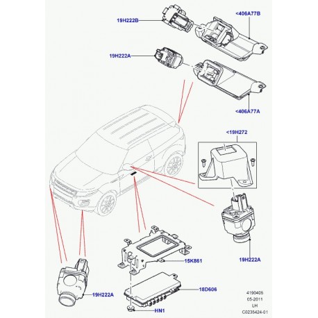 Land rover camera d'aide au stationnement Evoque (LR057355)