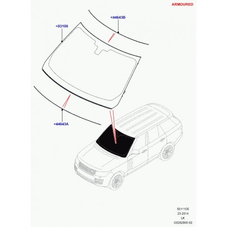 Commander moulure montant pare brise gauche 5 portes LAND ROVER