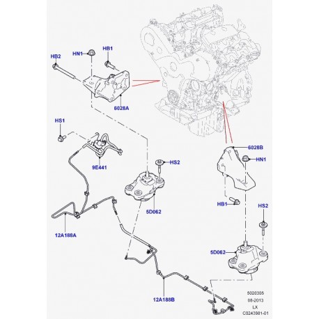 Land rover support suspension de moteur Range L405,  Sport (LR057721)