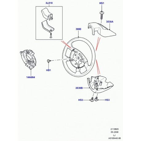 Land rover volant de direction Range L322 (LR058006)