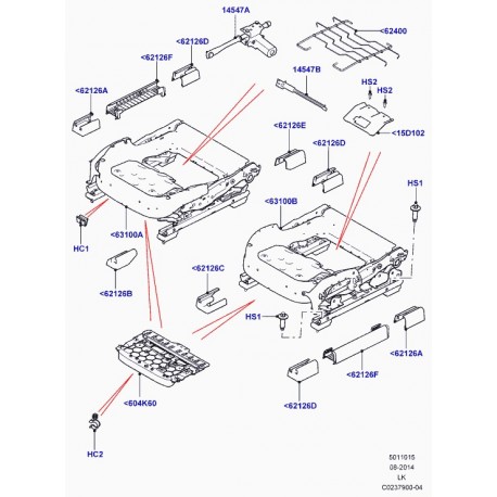 Land rover recouvrement glissieres Range L405 (LR058142)