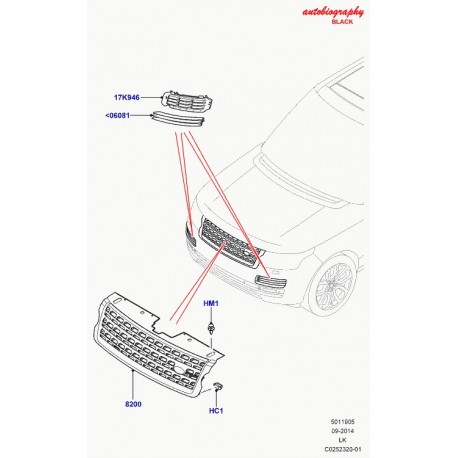 Land rover moulure pare-chocs Range L405 (LR059604)