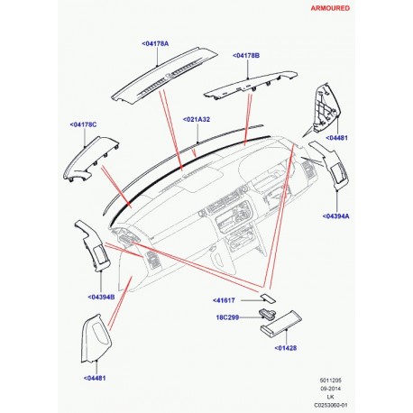 Land rover garniture tableau de bord Range L405 (LR059920)