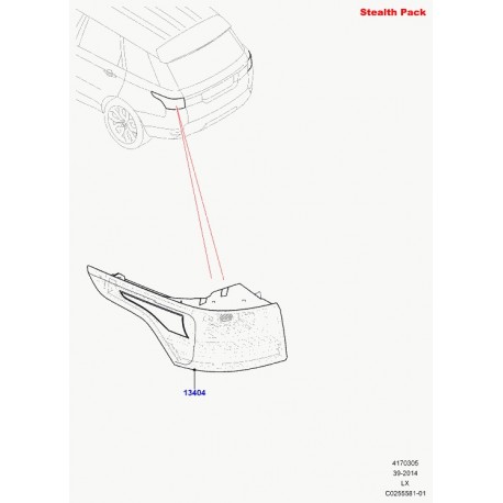Land rover feu arrière  droit stop et indic. direction Range Sport (LR060321)