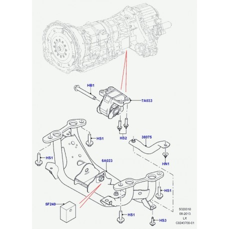 Land rover support transmission centre Range L405,  Sport (LR062114)