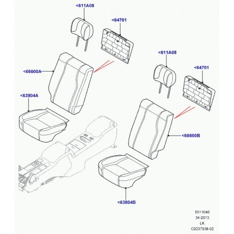 Land rover cache d'interstice banquette arrière Range L405 (LR062140)