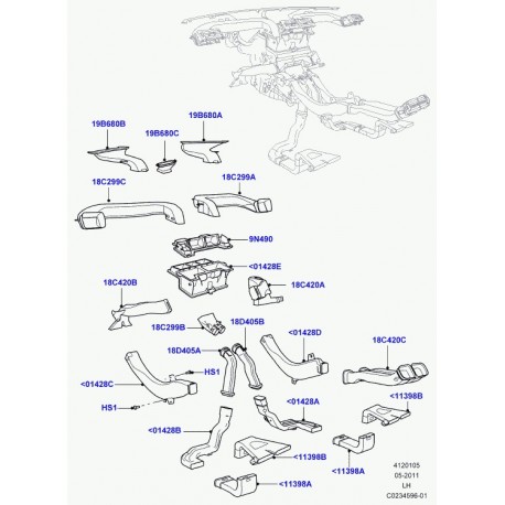 Land rover conduit d'air chauffage Evoque (LR064715)