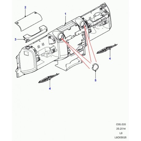 Land rover enjoliveur planche de bord Defender 90, 110, 130 (LR065796)