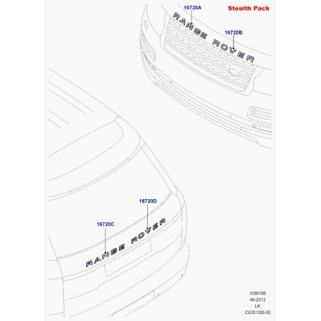 Land rover embleme plastique Range L405 (LR066552)