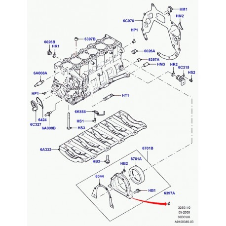 Land rover spi arriere de vilebrequin Freelander 1,  Range L322,  Range P38 (LUF100540L)