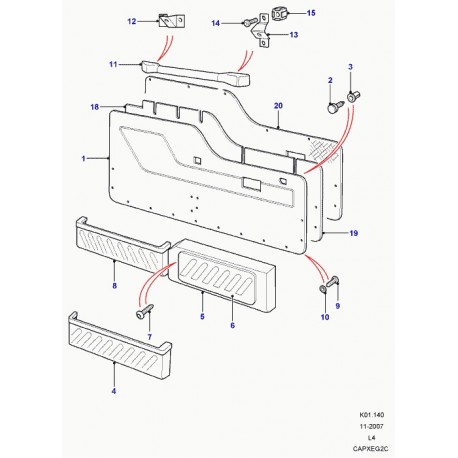 Land rover compartiment de depot arrière Discovery 1 (MWC9275LOY)