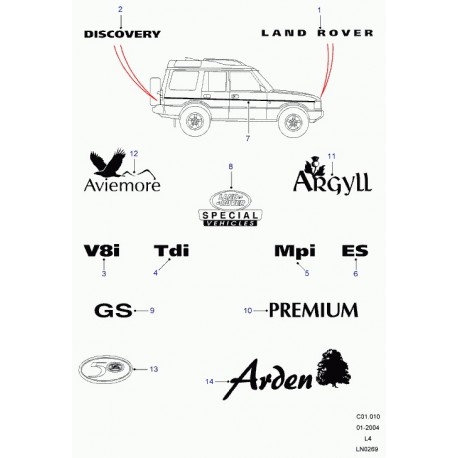 Land rover ruban autocollant-decoratif Discovery 1 (MXC1172MUK)