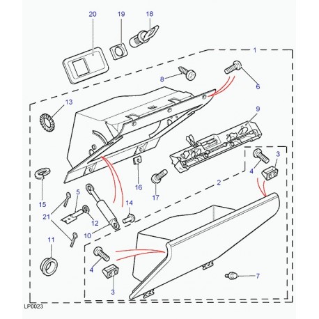 Land rover serrure-boite a gants Range P38 (MXC4600H)