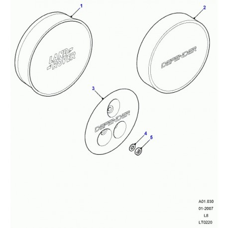 Land rover rondelle de plastique Defender 90, 110, 130 et Discovery 1 (MXC7335)