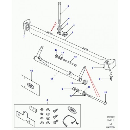 Land rover barre protection sous chassis Defender 90, 110, 130 (NRC7009)