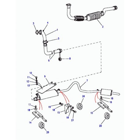 Land rover support suspension tuyau d'echappement Defender 90, 110, 130, Discovery 1, Range Classic (NTC5582)