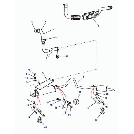 Land rover support suspension tuyau d'echappement Defender 90, 110, 130, Discovery 1, Range Classic (NTC5582)