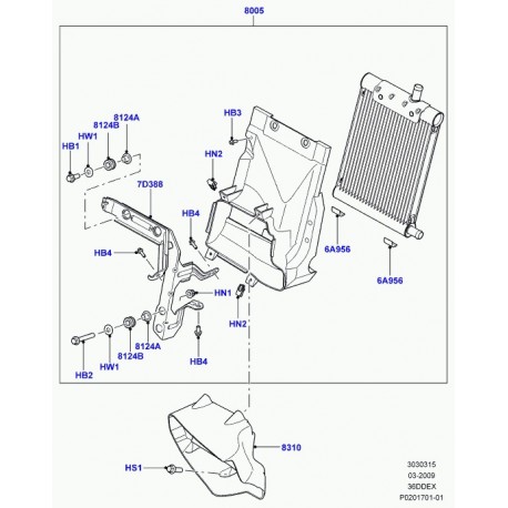 Land rover support superieur-radiateur Range L322 (PBU500131)