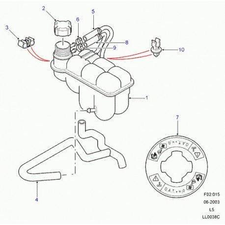 Land rover vase d'expansion Discovery 2 et Range P38 (PCF101410)